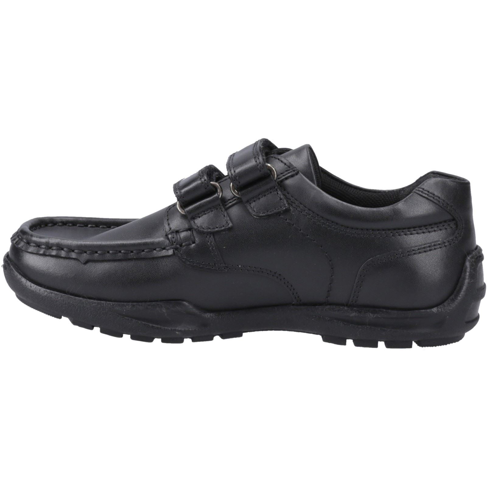 Hush Puppies Maddox Touch Fastening Leather Boys's Black Shoes