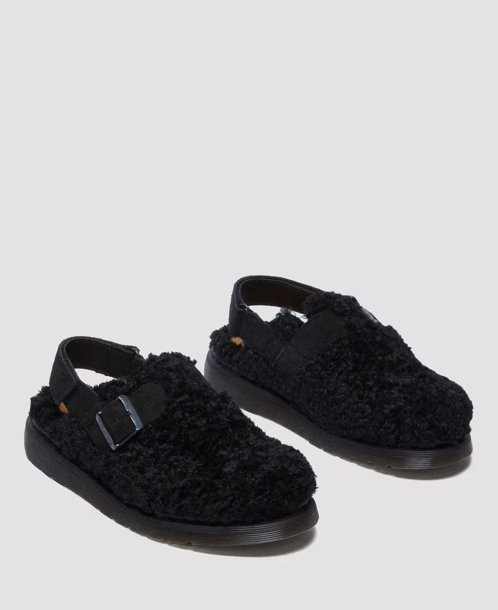 Dr. Martens Jorge II Borg Suede Black Sandals