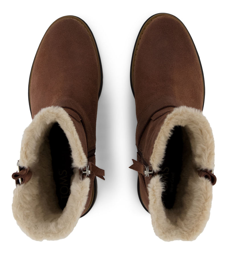 TOMS Ionie Moto Waxy Suede Women's Dark Brown Boots