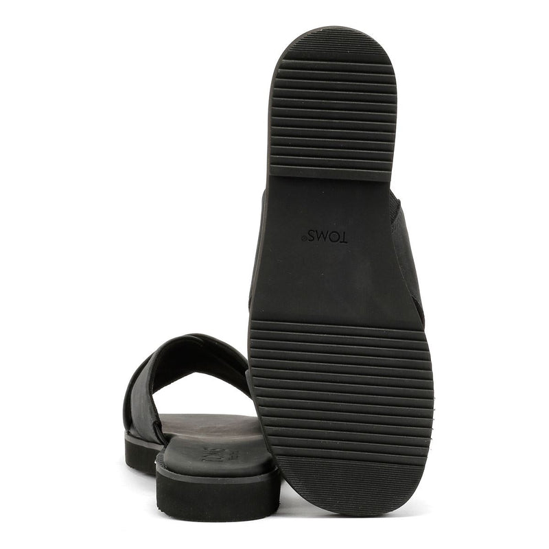TOMS Mae Crossover Leather Women's Black Sandals