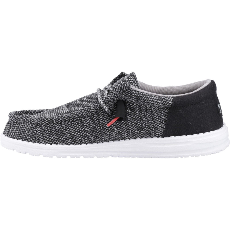 HEYDUDE Wally Funk Open Mesh Synthetic/Spandex/Cotton Men's Black/White Boat Shoes