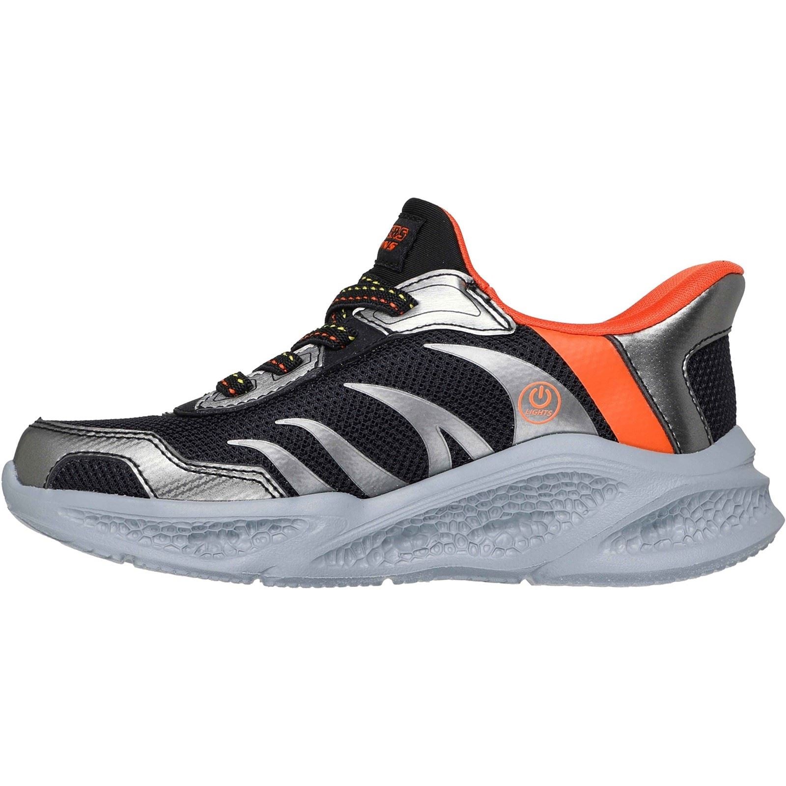Skechers Meteor-Lights Brisk-Beams Boy's Black/Silver Trainers