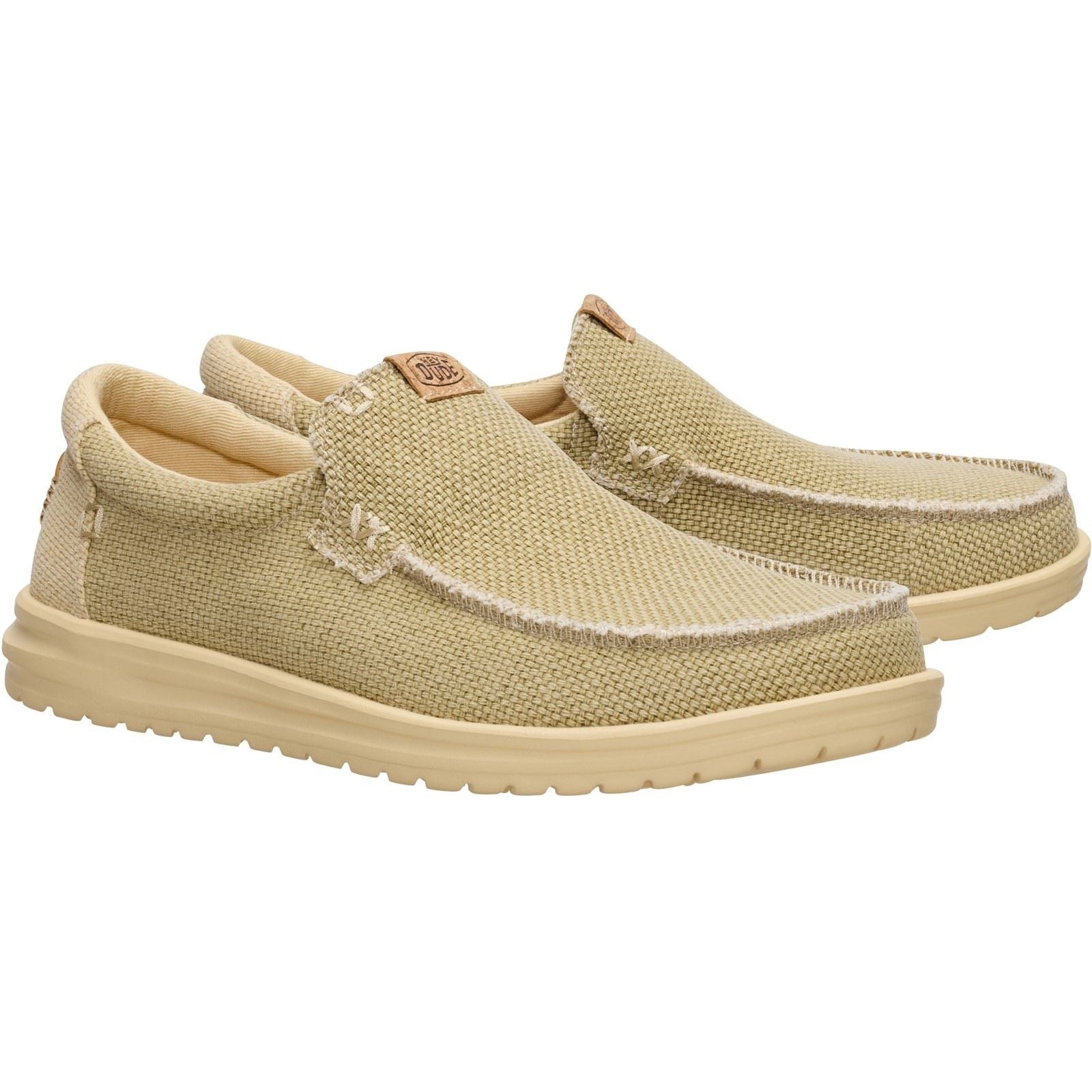 HEYDUDE Mikka Braided Textile Men's Olive Grey/Boulder Tan Loafers
