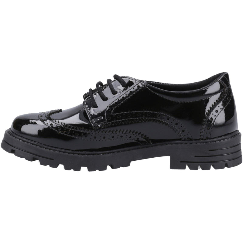 Hush Puppies Maxine Patent Senior Leather Girls's Black Brogues