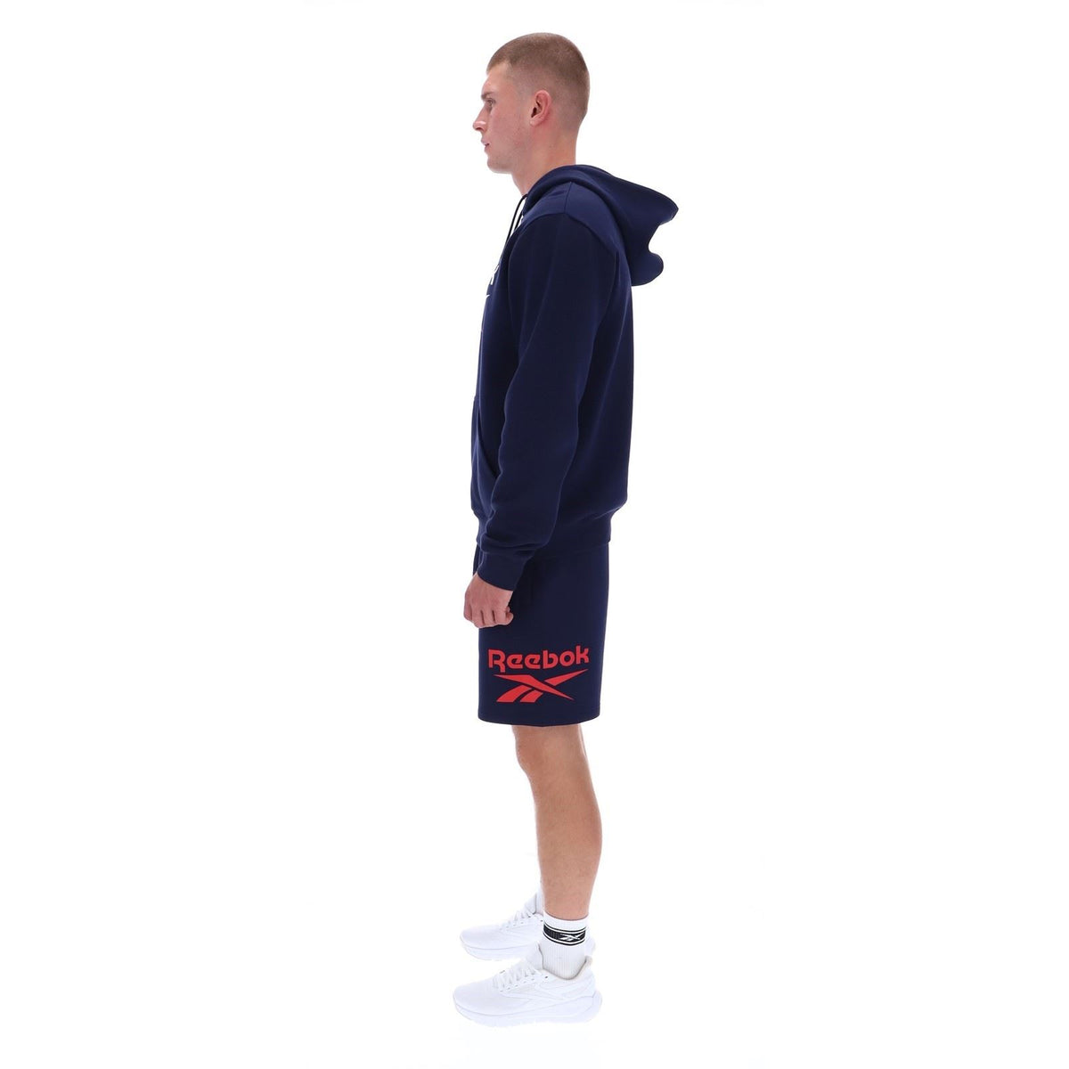 Reebok Trent 2-Col Logo Hoody Cotton Men's Blue Hooded Sweatshirt