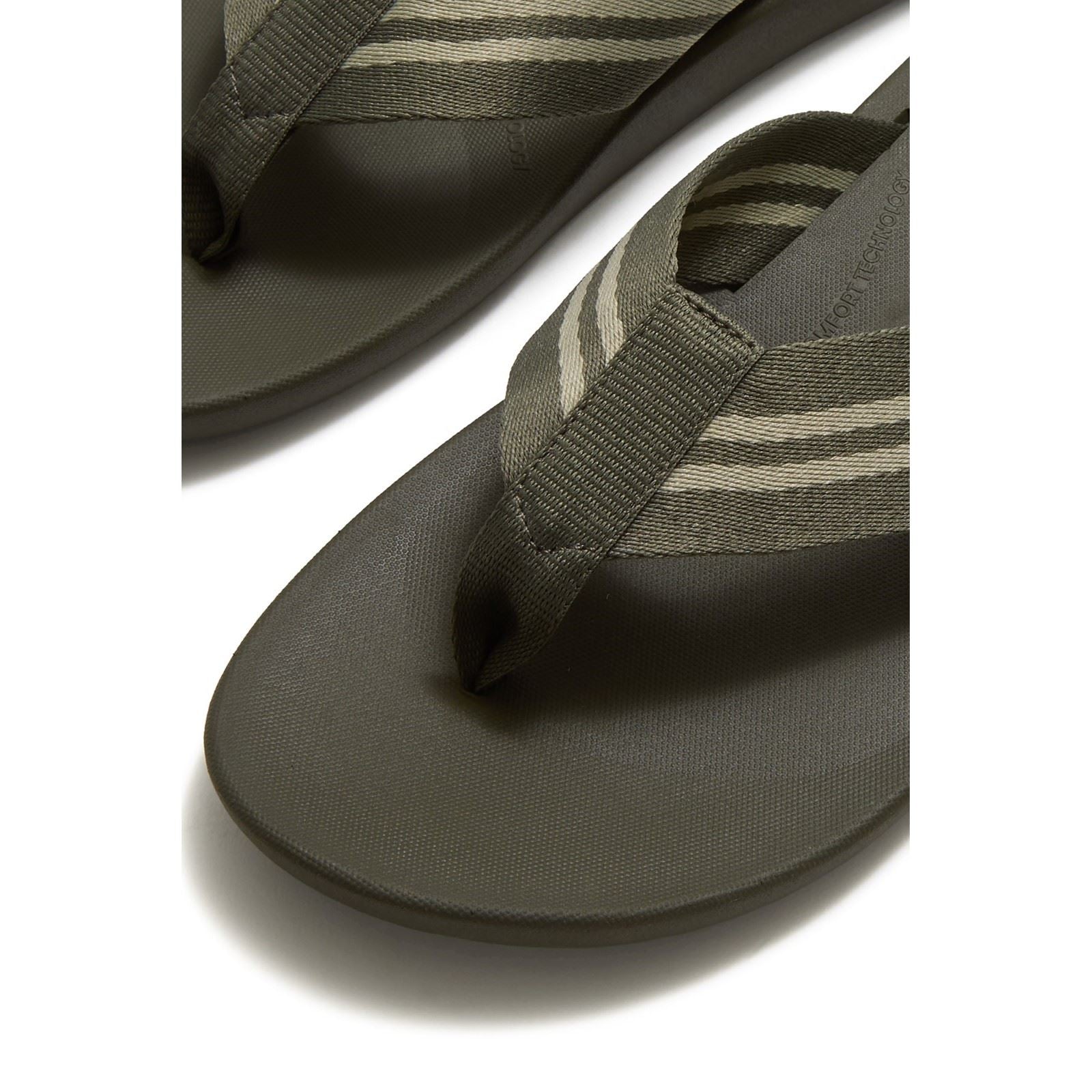 Fitflop iQushion Polyester Men's Deep Olive/Sage Green Flip Flops
