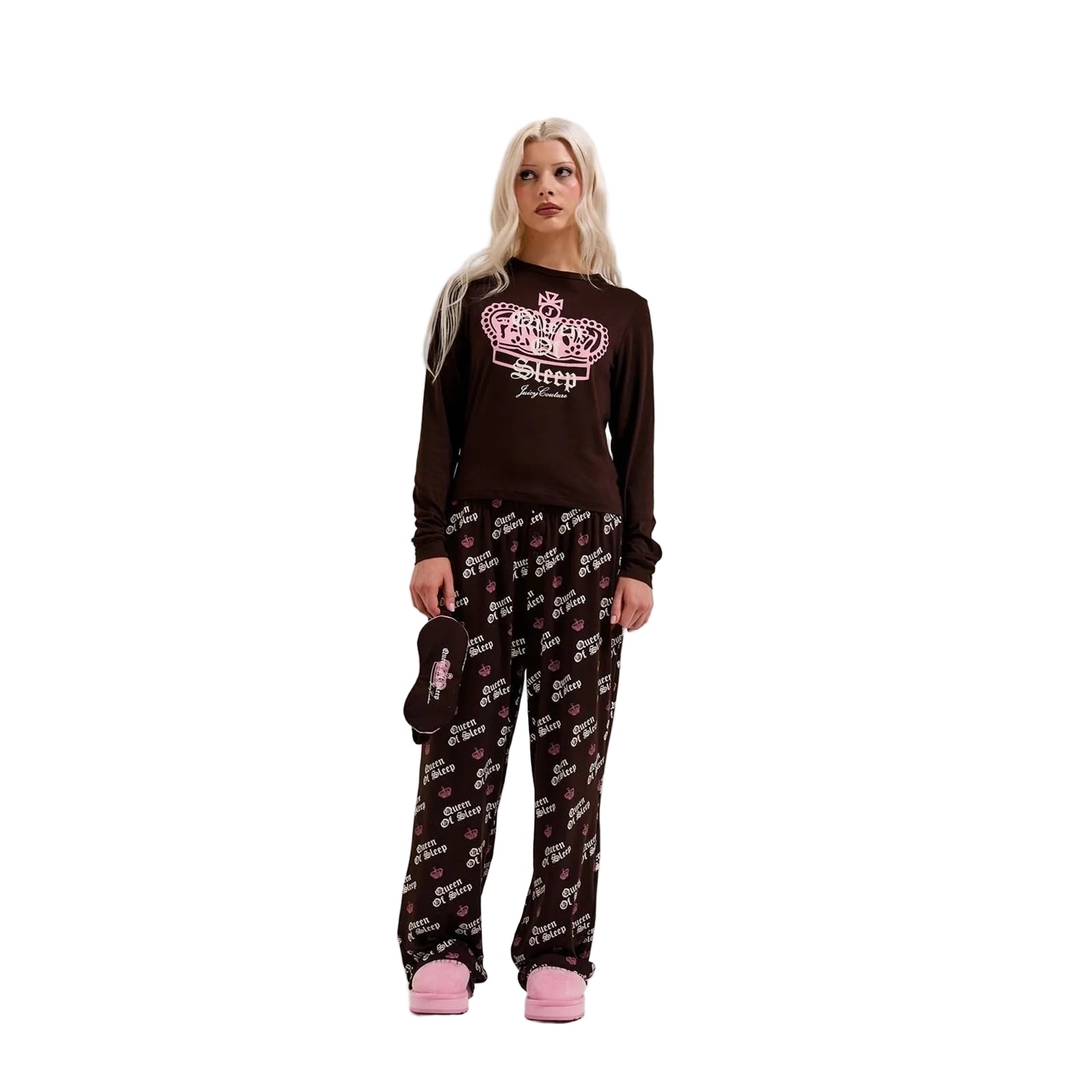 Juicy Couture Queen Of Sleep Polyester Women's Brown Loungewear Set