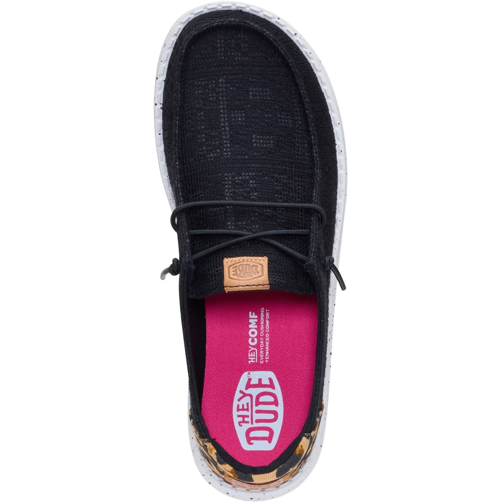 HEYDUDE Wendy Wildcat Cotton Women's Black/Leopard Moccasins Shoes