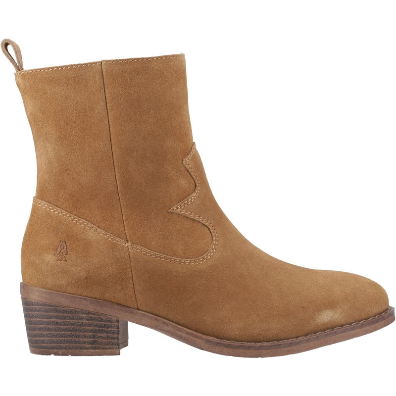 Hush Puppies Ida Stitch Boot Leather Women's Tan Heeled Ankle Boots