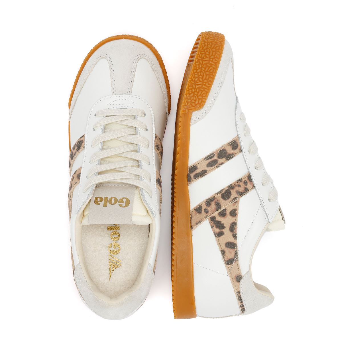 Gola Elan Leather Women's White/Leopard/Off White Sneakers