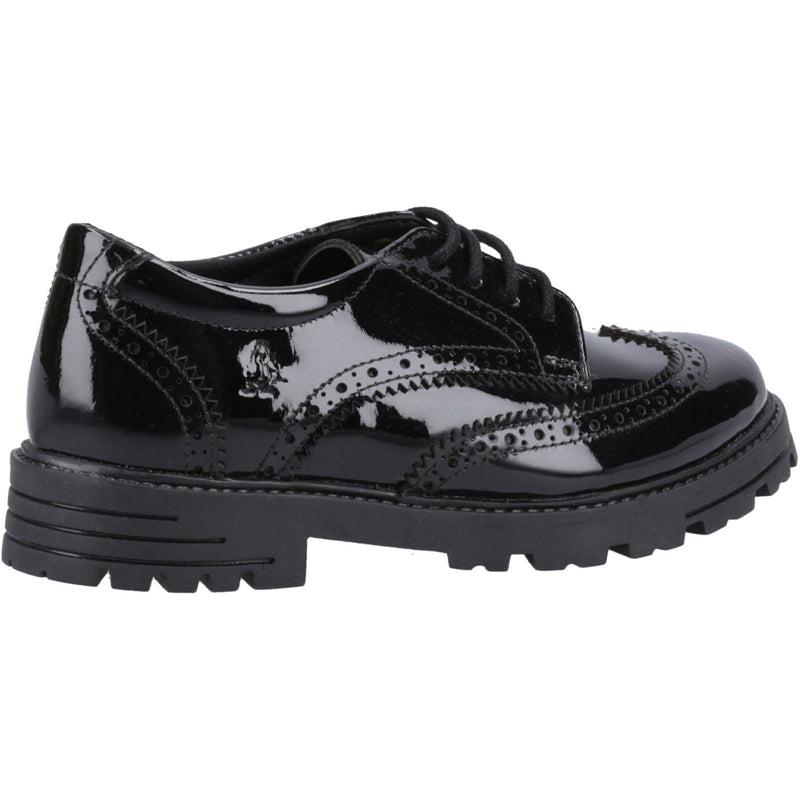 Hush Puppies Maxine Patent Senior Leather Girls's Black Brogues