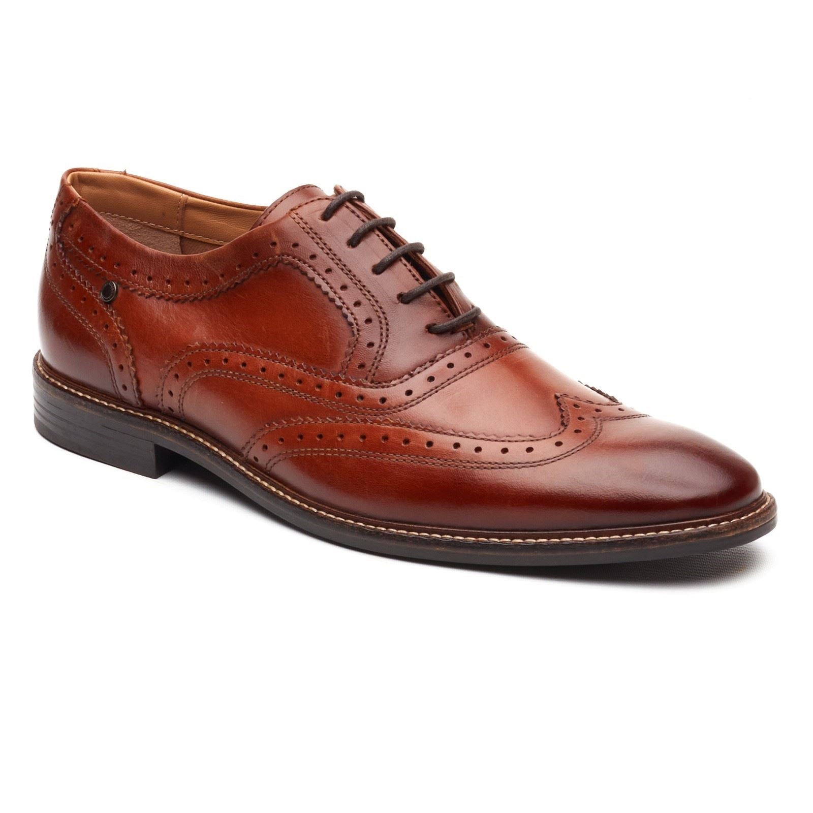 Base London Clarence Leather Men's Burnt Tan Brogues Shoes