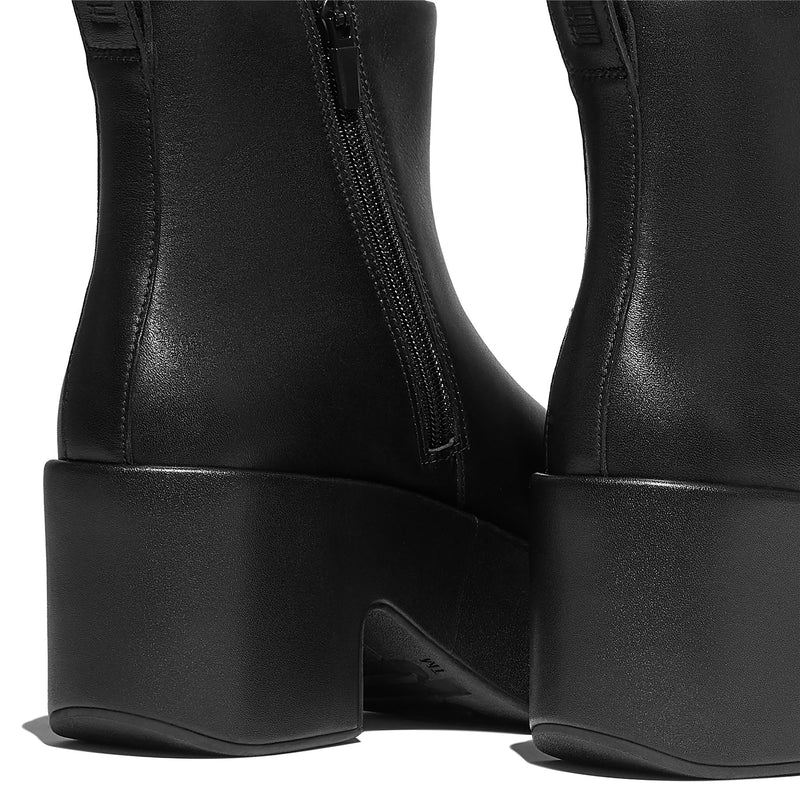 FitFlop Platfforms Heeled Leather Women's Black Boots
