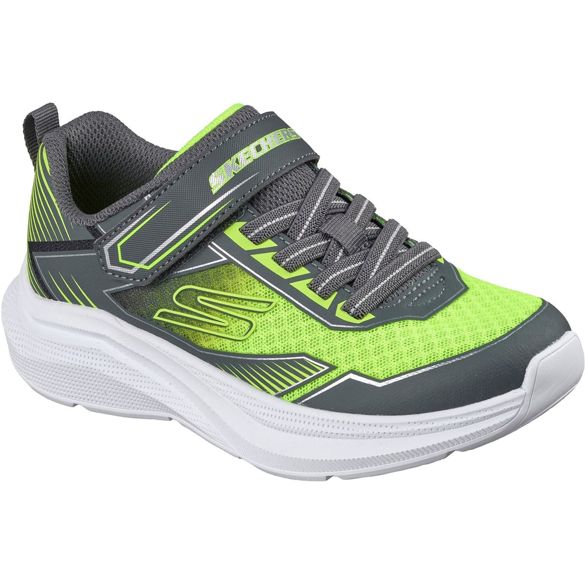 Skechers Microspec Velocity Grid-Drift Boy's Charcoal/Yellow & Silver Trainers