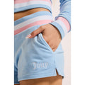 Juicy Couture Velour Stripe Booty Short Polyester Women's Blue Mid-Length Shorts