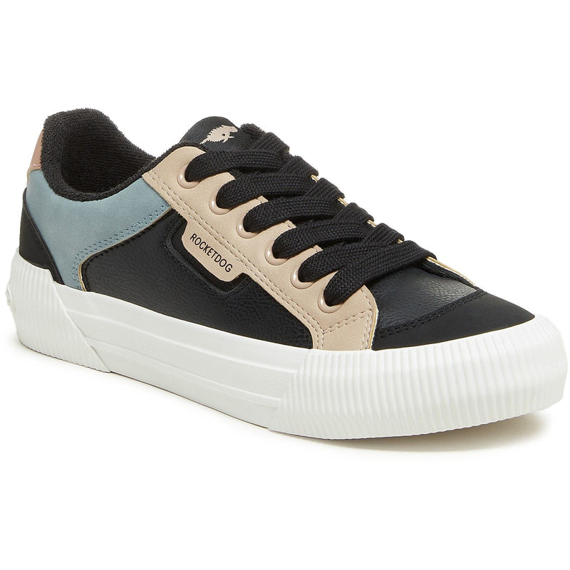 Rocket Dog Cheery Blocked Sporty Polyurethane Women's Black Combo Sneakers