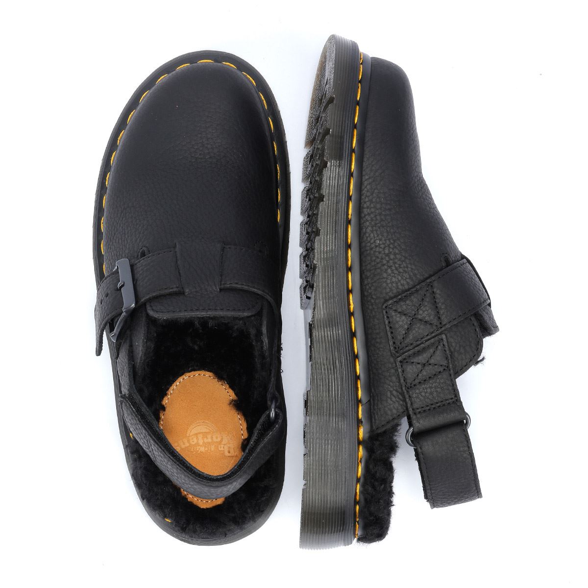 Dr. Martens Jorge II Fur Lined Leather Black Sandals