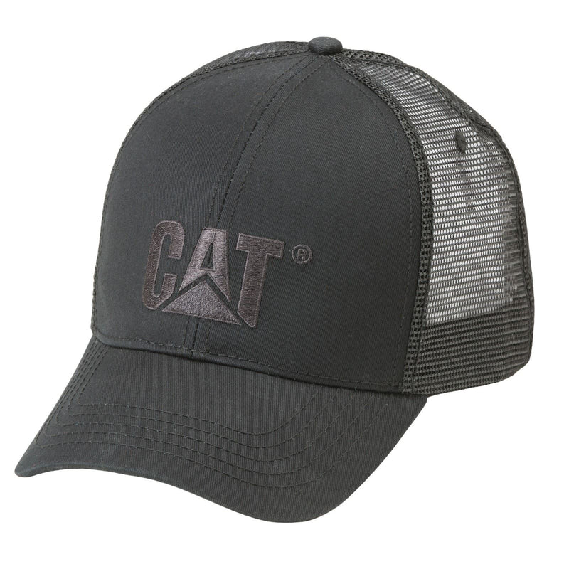 Caterpillar Raised Logo Cotton Unisex Adults Black Baseball Caps