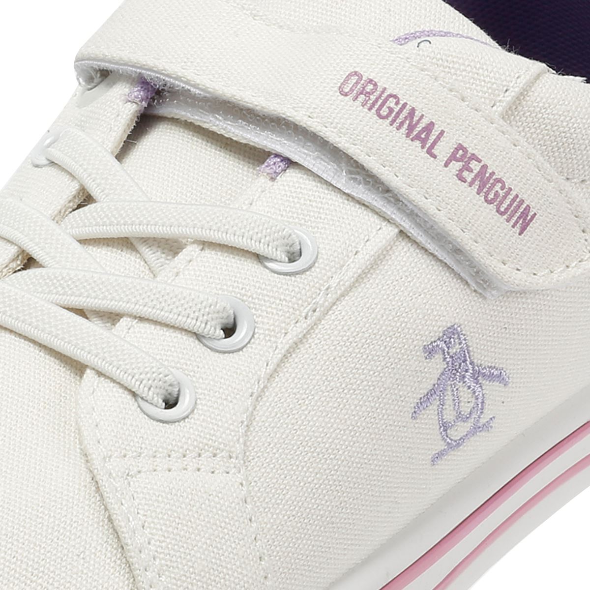 Penguin Junior Rainbow Canvas Girls's White/Lilac Sneakers
