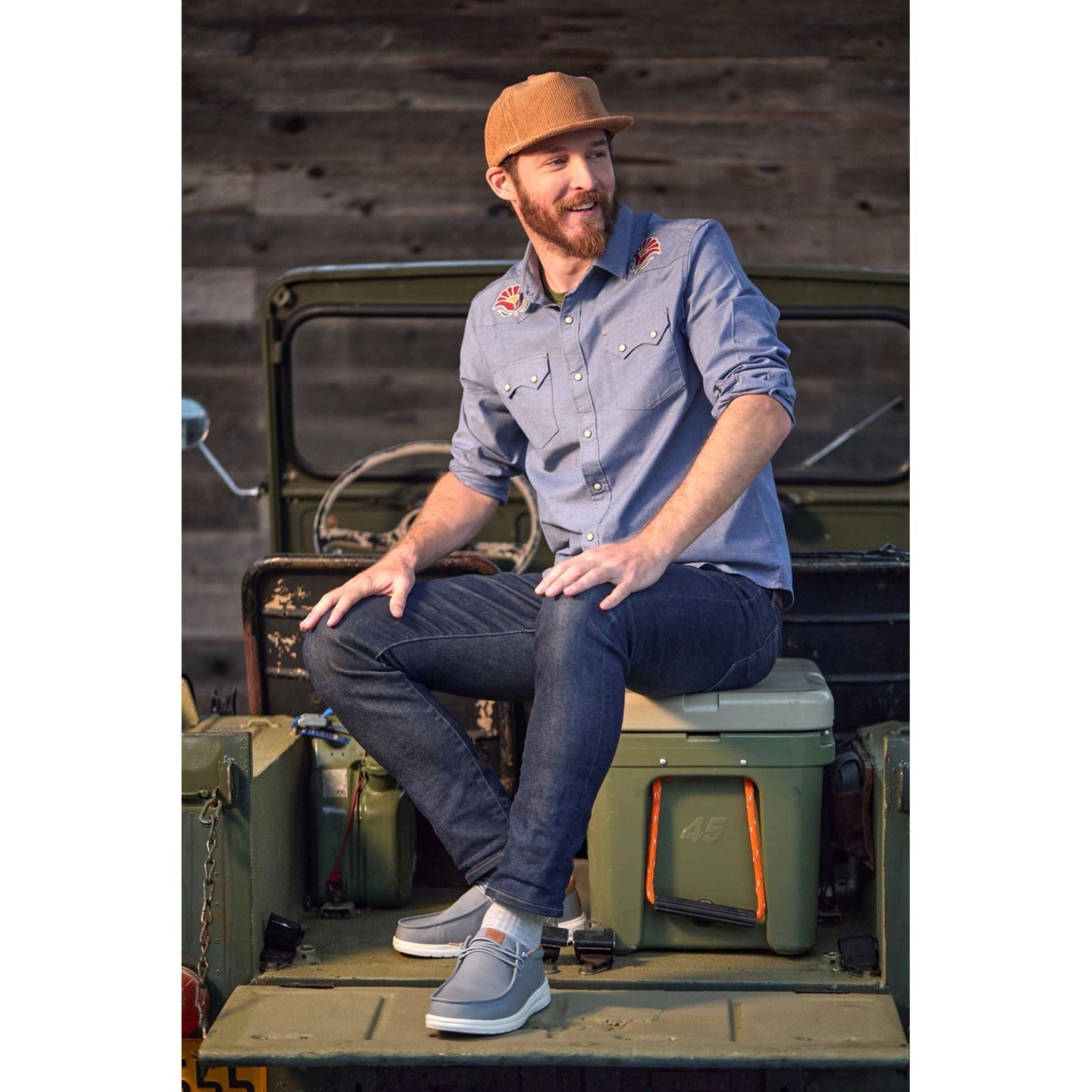 HEYDUDE Paul Canvas Cotton Men's Monument Grey Moccasins Shoes