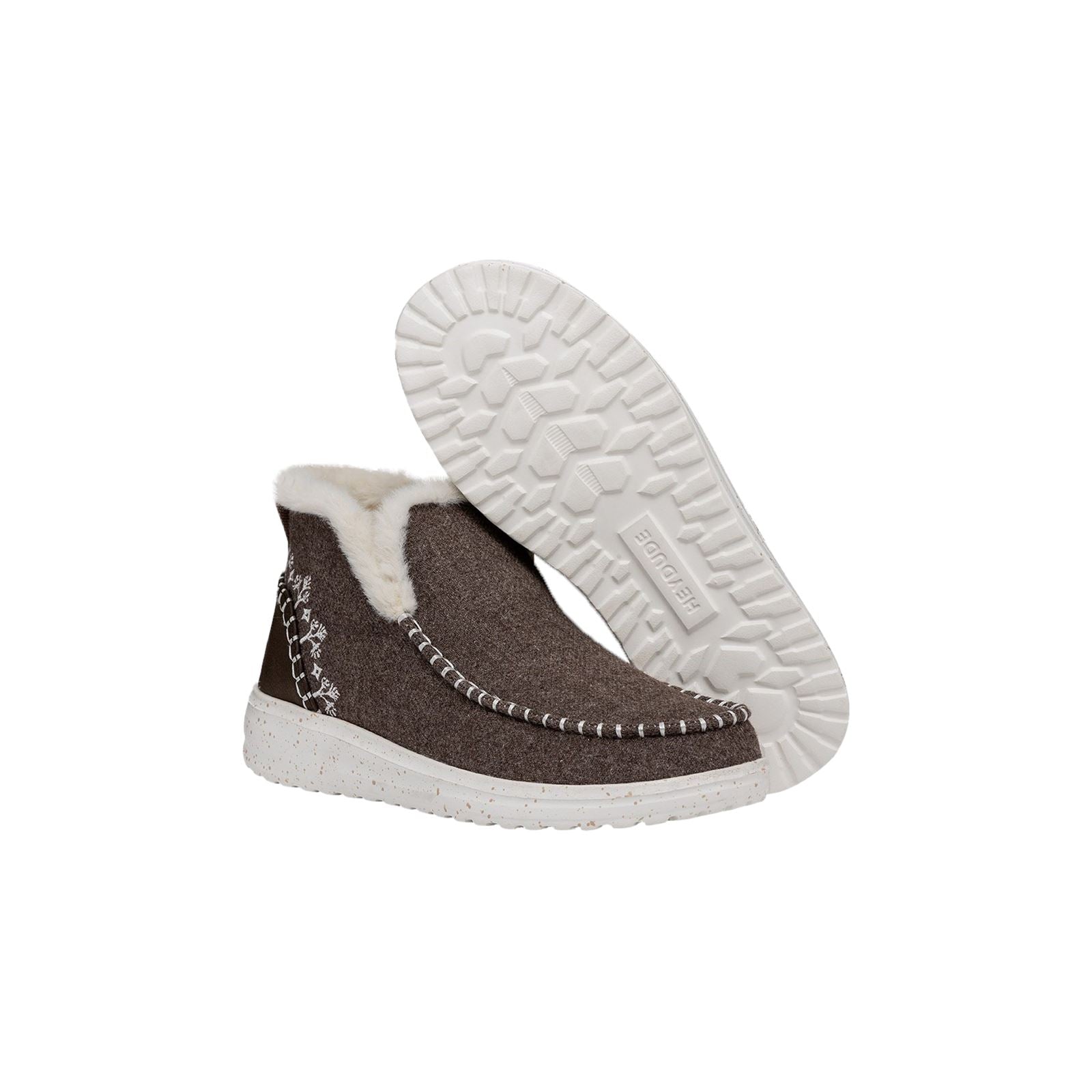 HEYDUDE Denny Wool Faux Shearling Synthetic Women's Walnut Boots