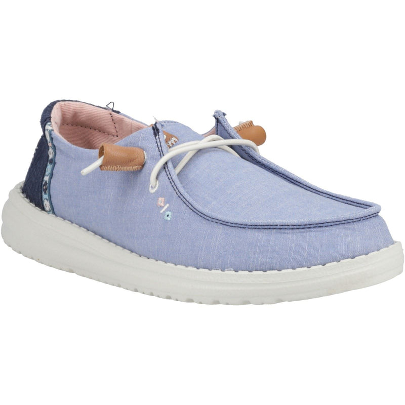 HEYDUDE Wendy Chambray Boho 100% Cotton Women's Blue Loafers