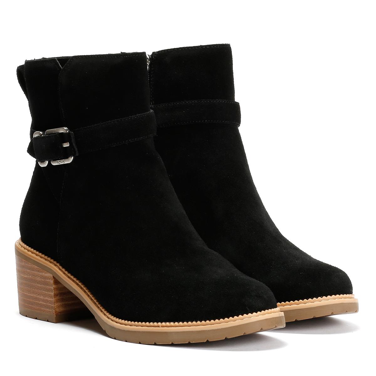 TOMS Hailey Buckle Suede Women's Black Boots