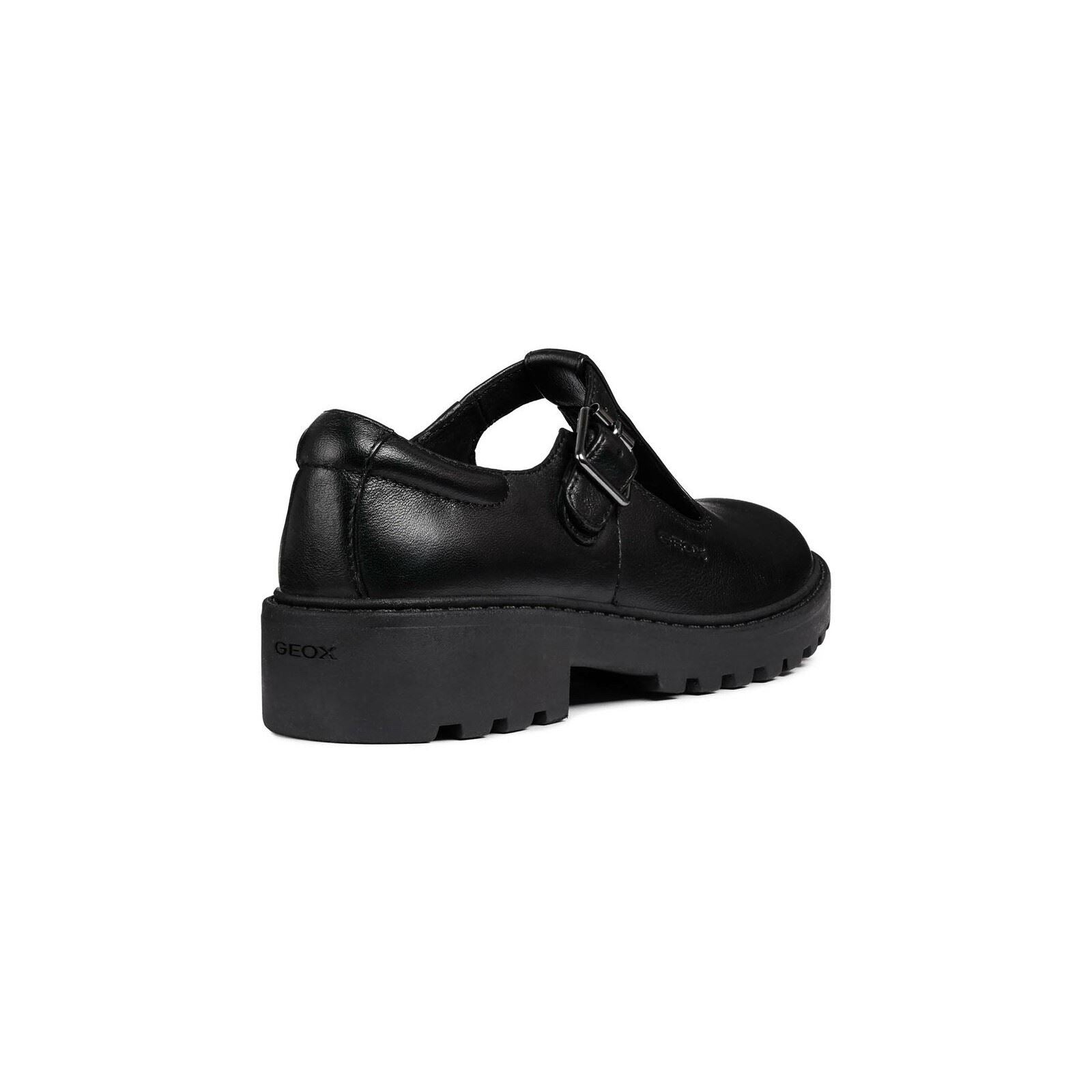 Geox J Casey Girl Leather Girl's Black Shoes
