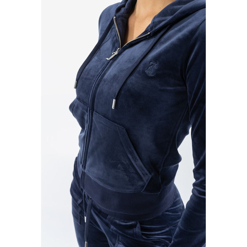 Juicy Couture Robertson Classic Jacket Polyester Women's Blue Hooded Sweatshirt
