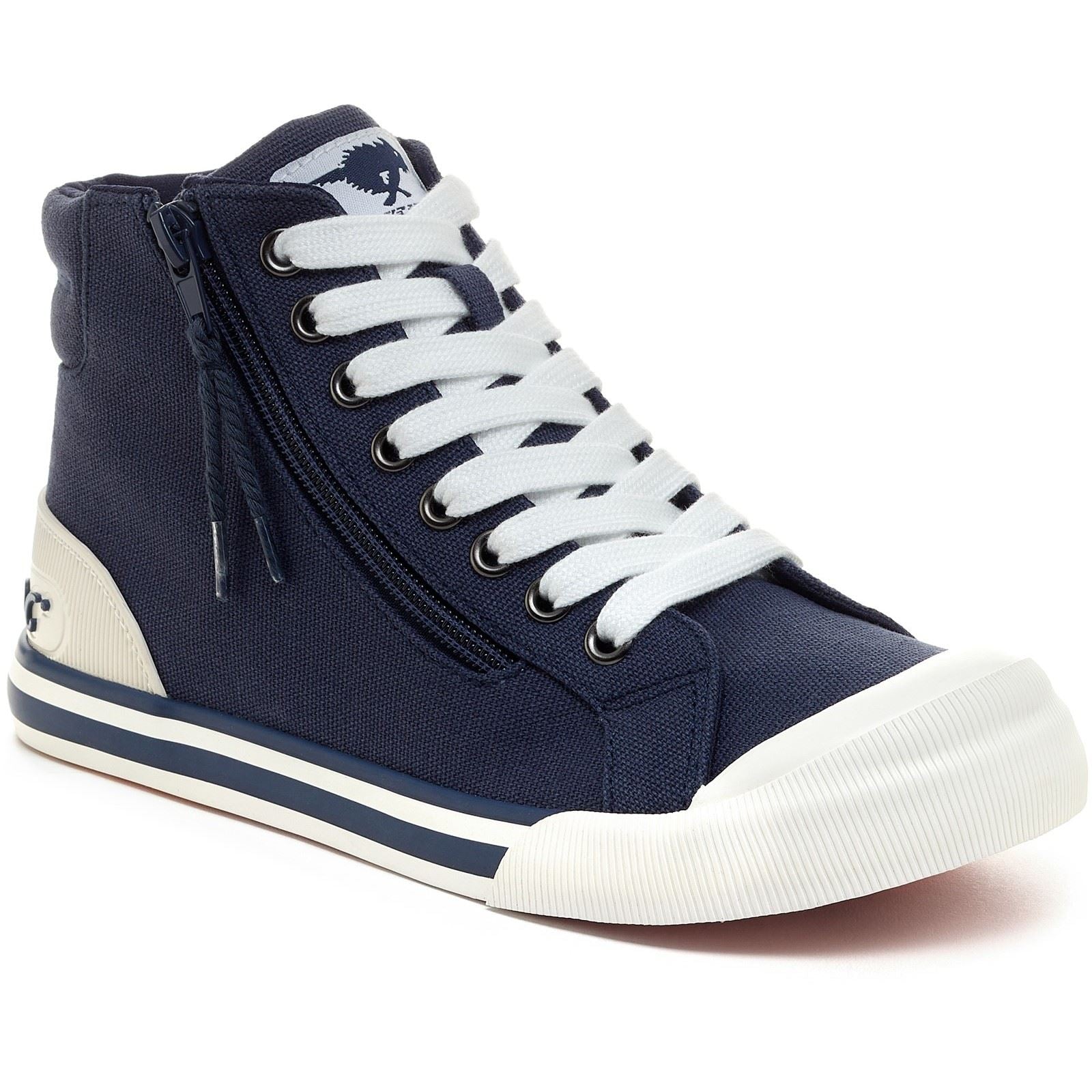 Rocket Dog Jazzin Hi Cotton Women's Navy Trainers