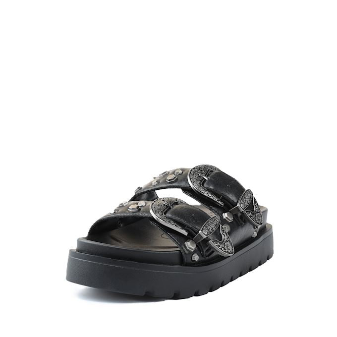 Buffalo Raya Ari West Leather Women's Black Sandals
