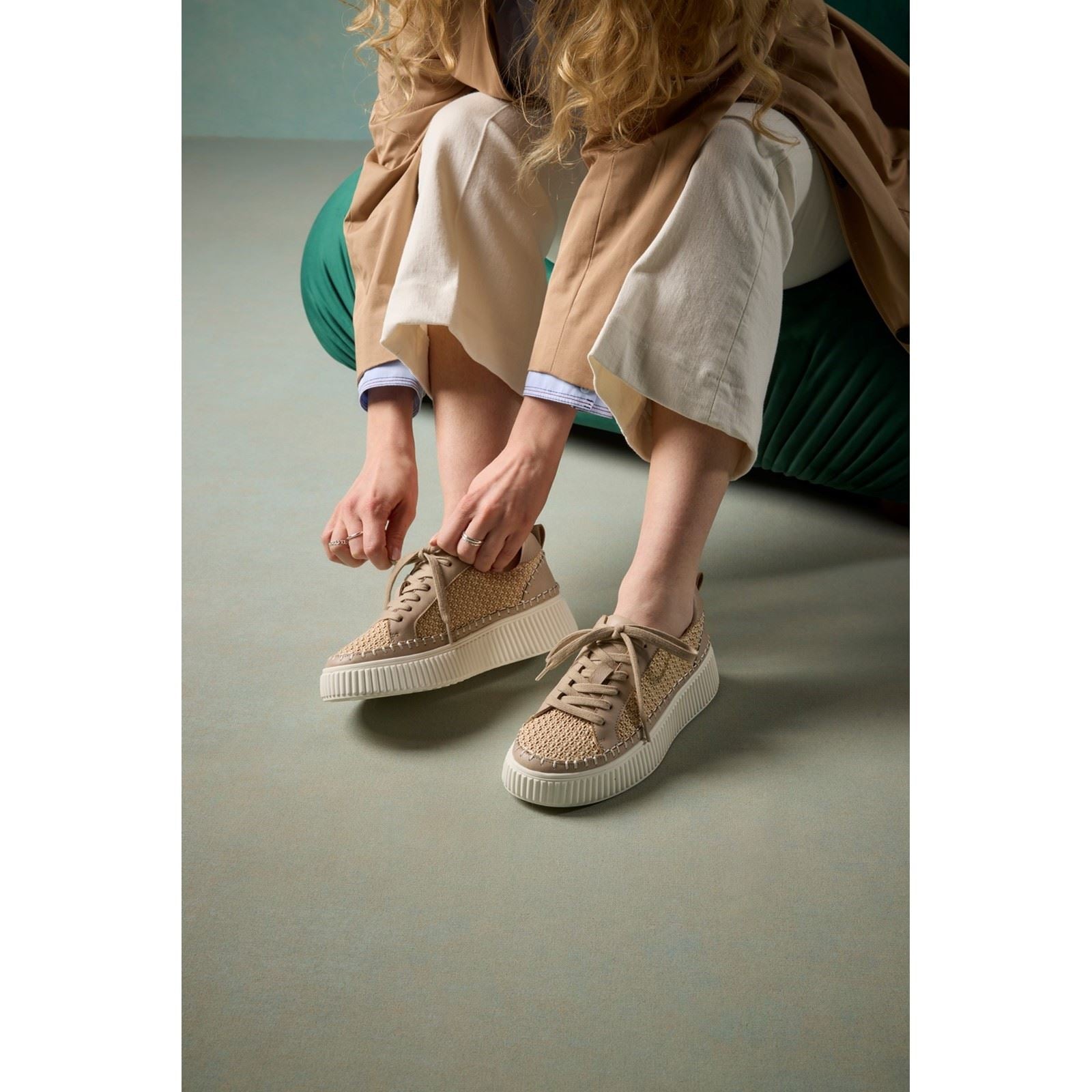 Hush Puppies Haisley Woven Textile Women's Taupe Standard Sneakers