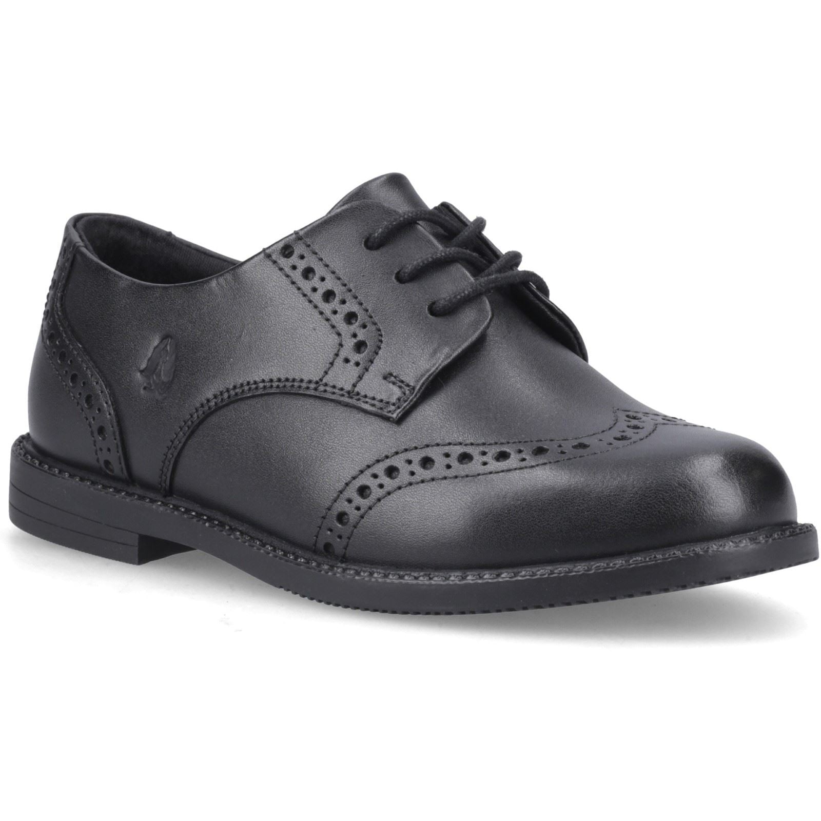Hush Puppies Ava Snr Leather Girl's Black Brogues