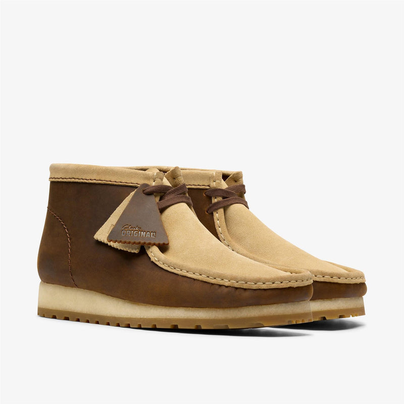 Clarks Originals Wallabee RB Combi Leather Men's Beeswax Brown Boots
