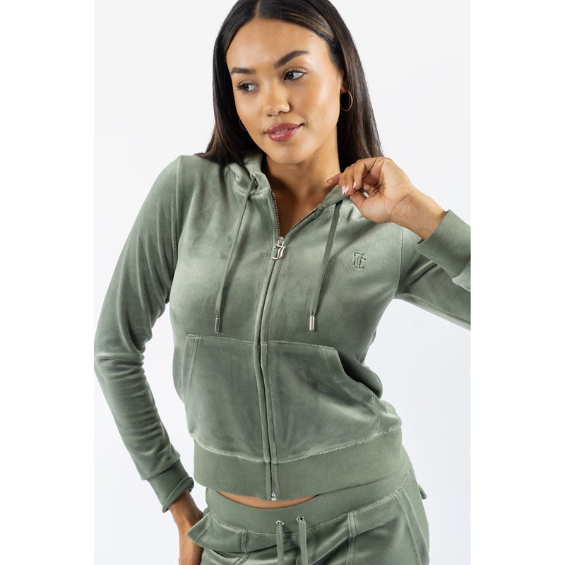 Juicy Couture Robertson Classic Jacket Synthetic Women's Green Hooded Sweatshirt
