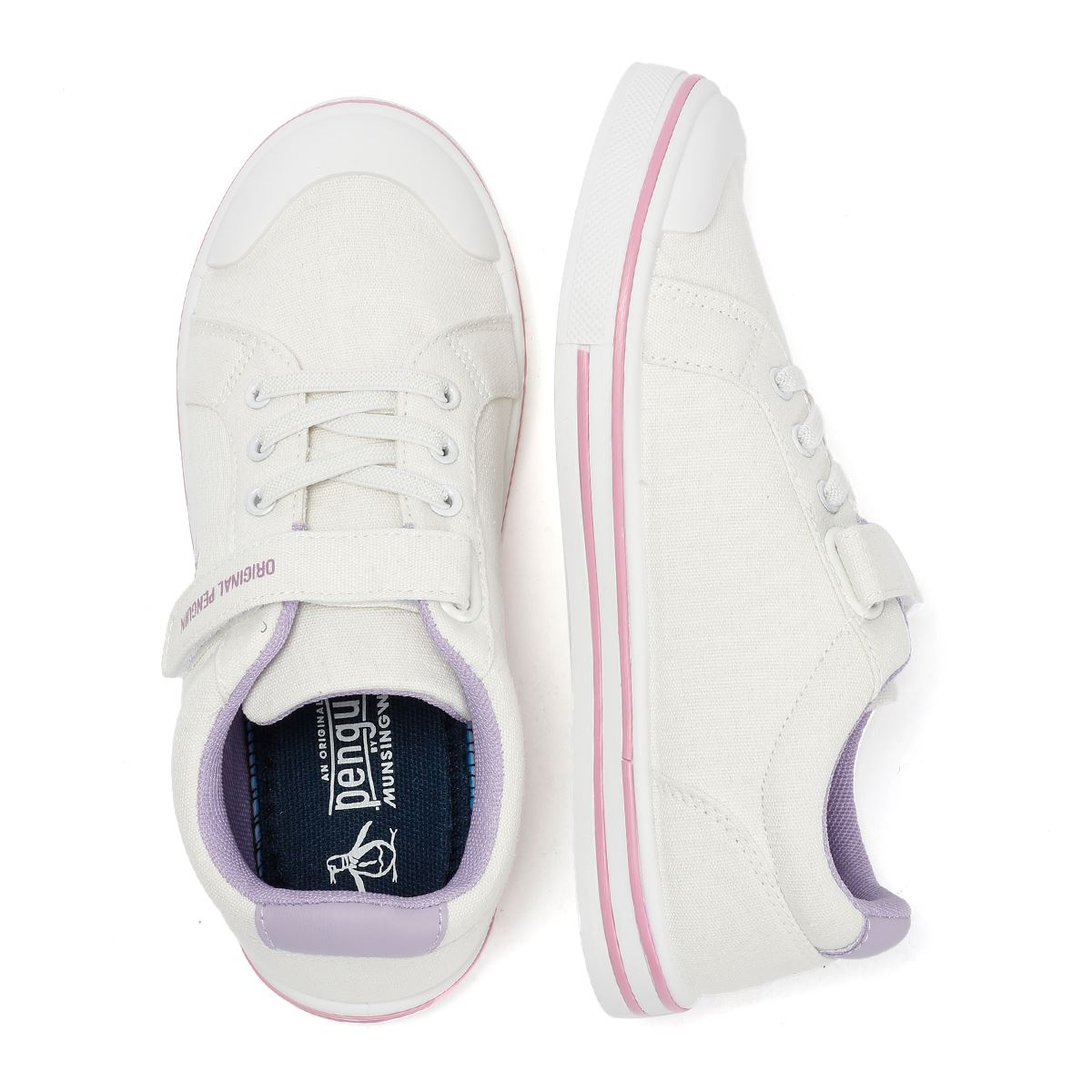 Penguin Junior Rainbow Canvas Girls's White/Lilac Sneakers