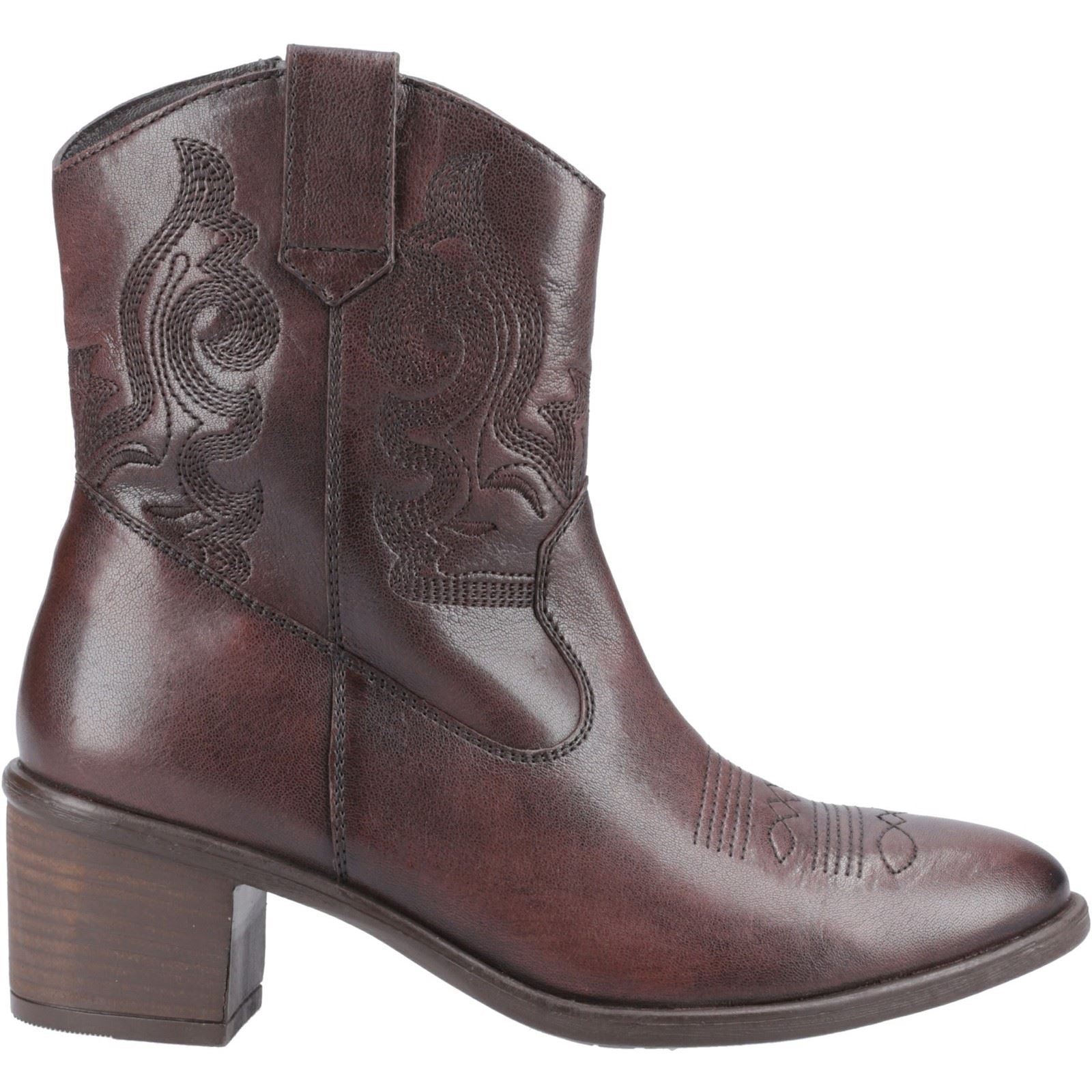 Hush Puppies Wynn Leather Women's Chocolate Heeled Ankle Boots
