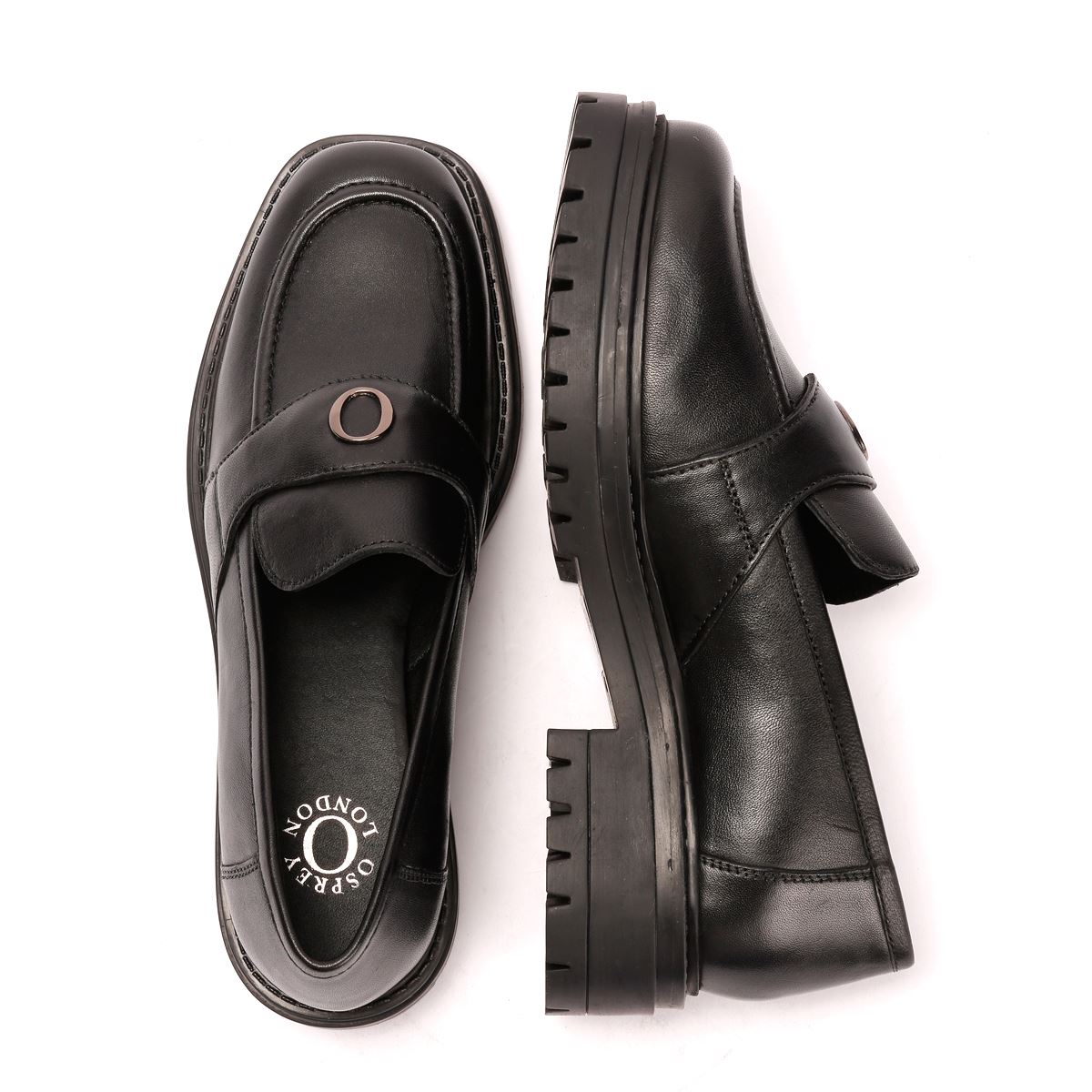 Osprey London The Greenwich Leather Women's Black Loafers