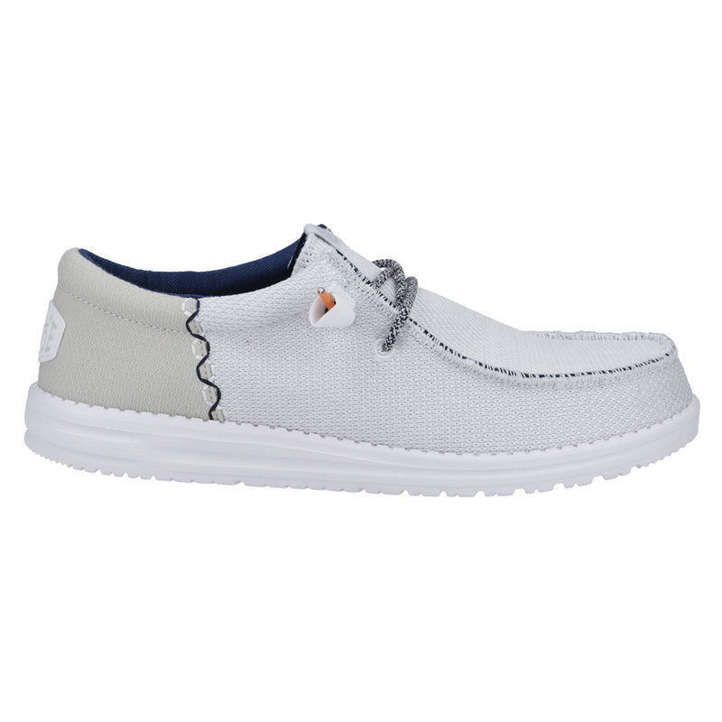 HEYDUDE Wally Funk Open Mesh Polyester/Spandex/Cotton Men's White Boat Shoes