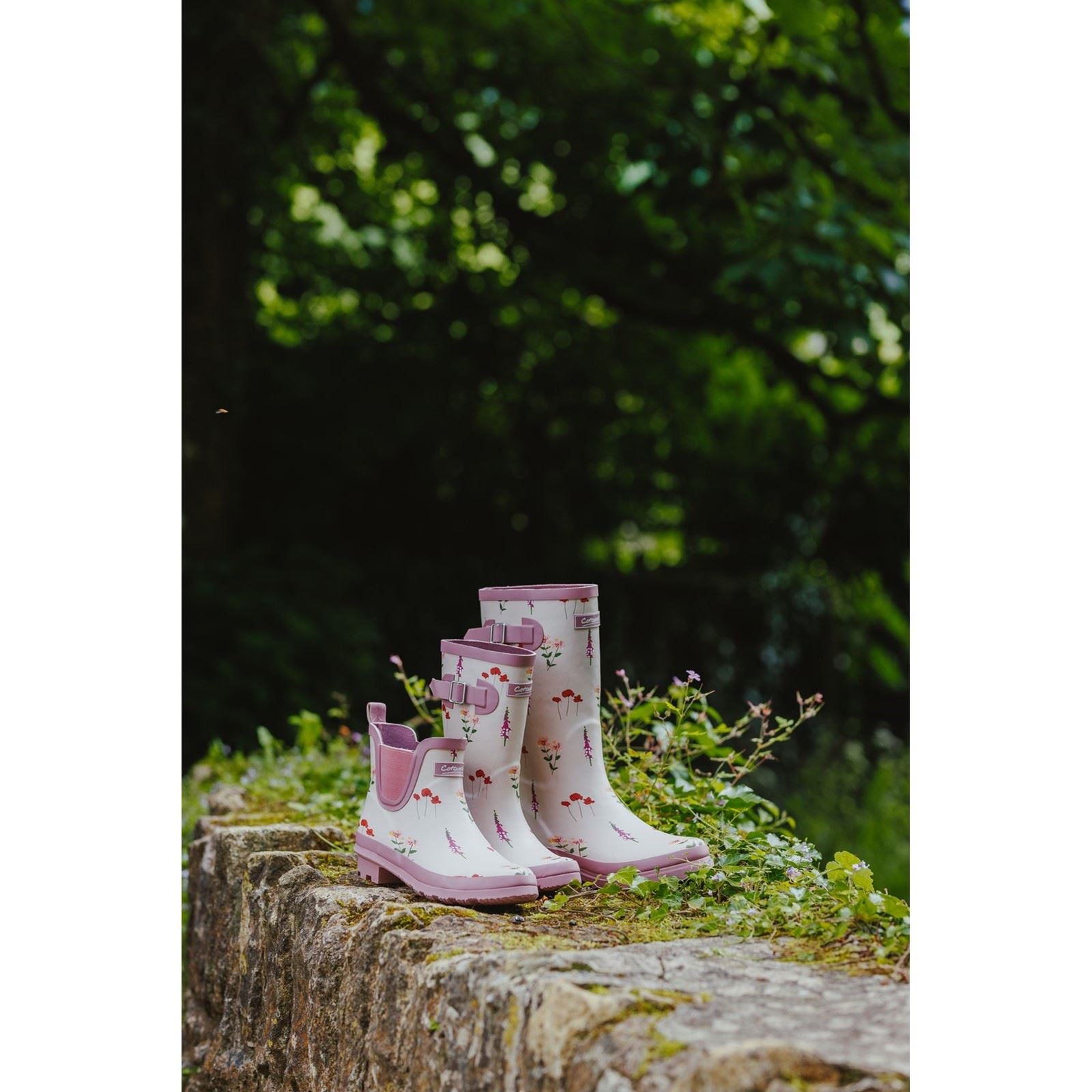 Cotswold Wildflower Ankle Rubber Women's Pink Wellington Boots