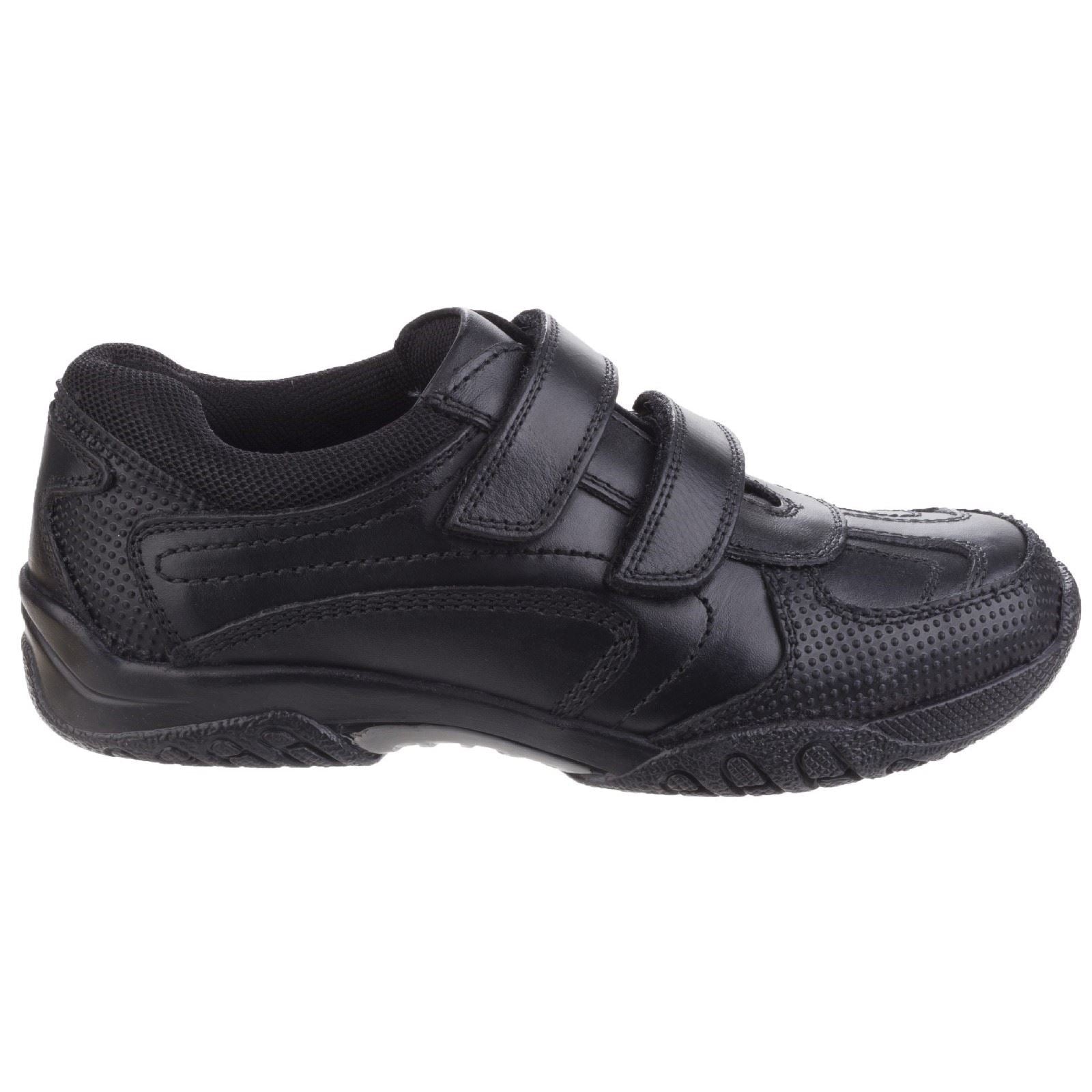 Hush Puppies Jezza Youth Boys Black Leather Shoes