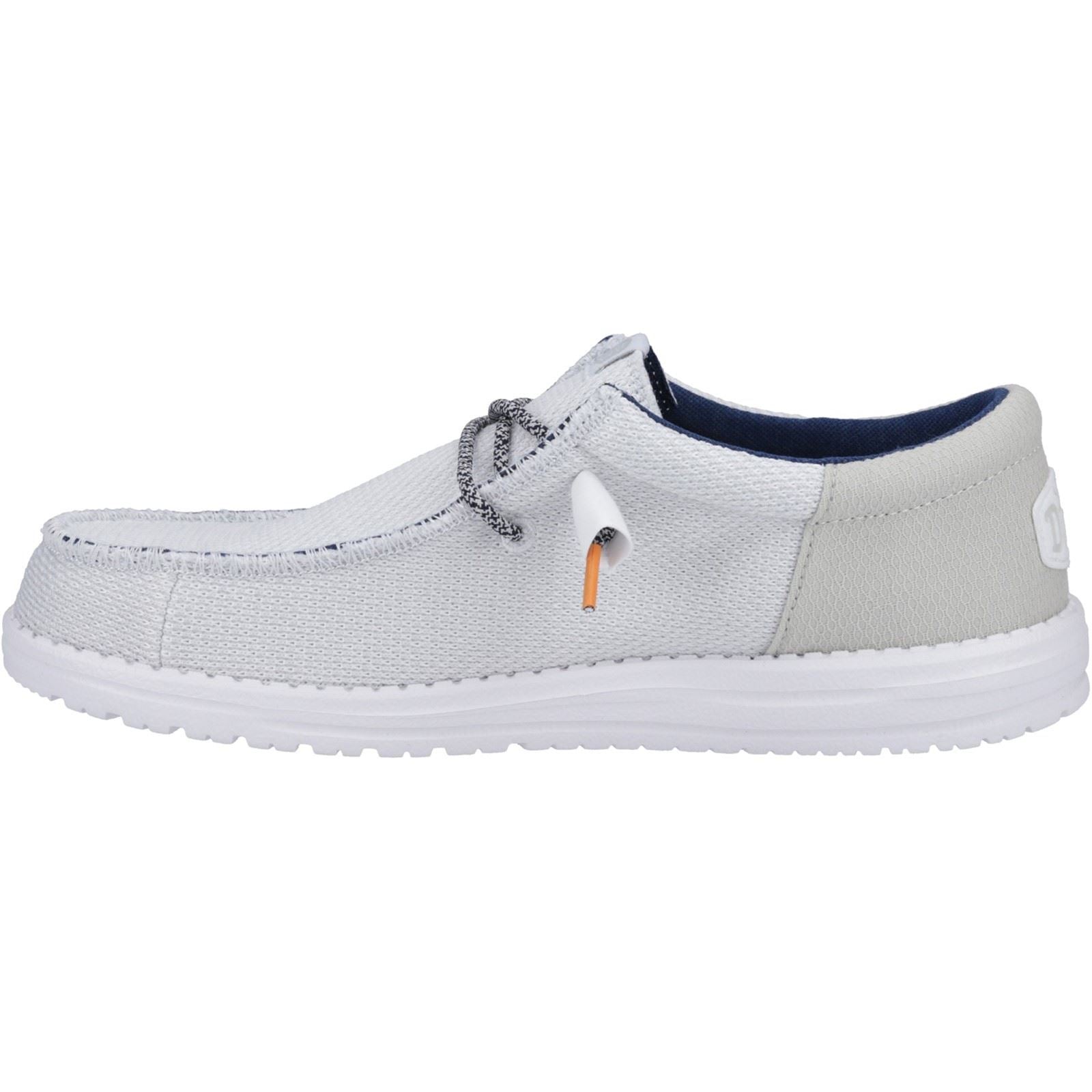 HEYDUDE Wally Funk Open Mesh Synthetic/Spandex/Cotton Men's White Boat Shoes