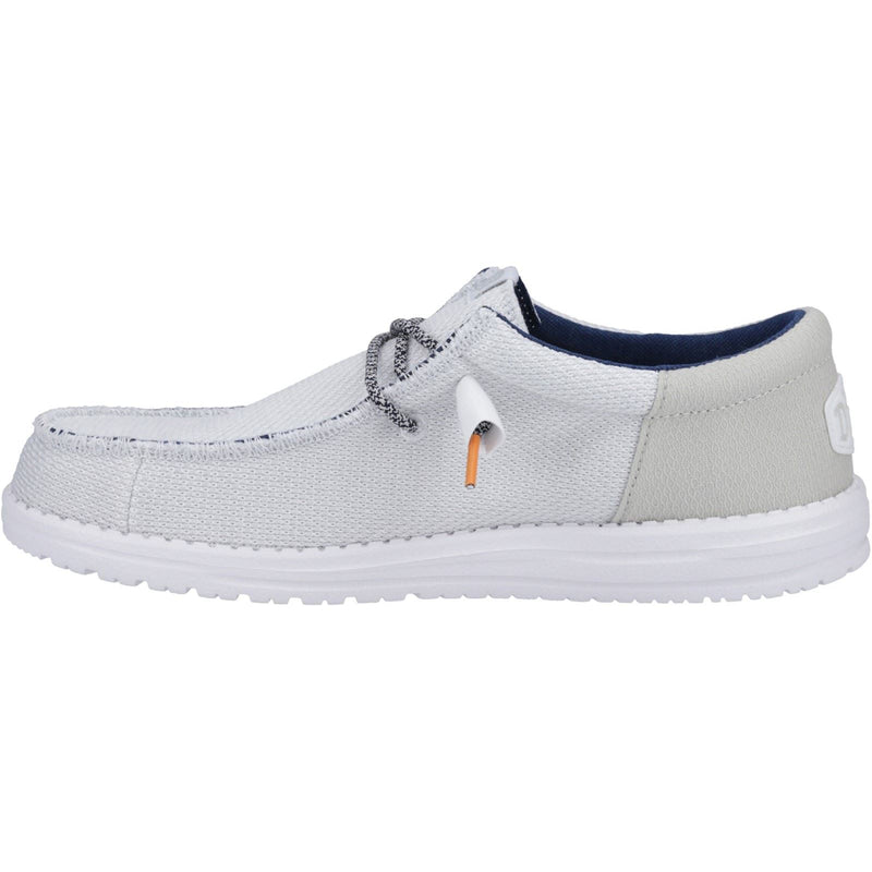 HEYDUDE Wally Funk Open Mesh Polyester/Spandex/Cotton Men's White Boat Shoes
