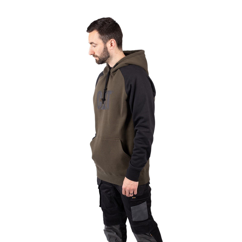 Caterpillar Raglan Cotton Men's Moss Hooded Sweatshirt
