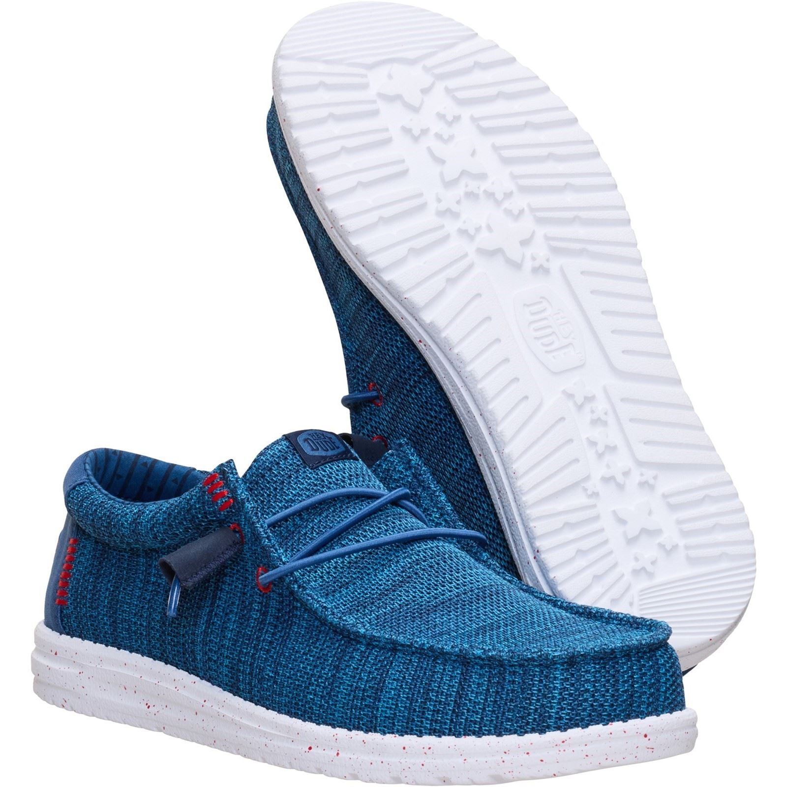 HEYDUDE Wally Stretch Sox Polyester Men's Ensign Blue/Multi Loafers