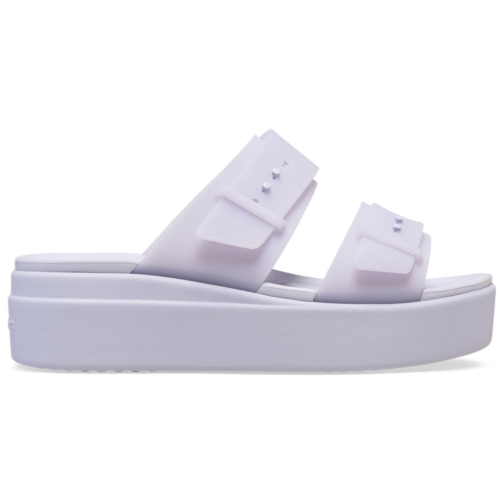 Crocs Brooklyn Buckle Low Wedge Women's Purple Moon Sandals