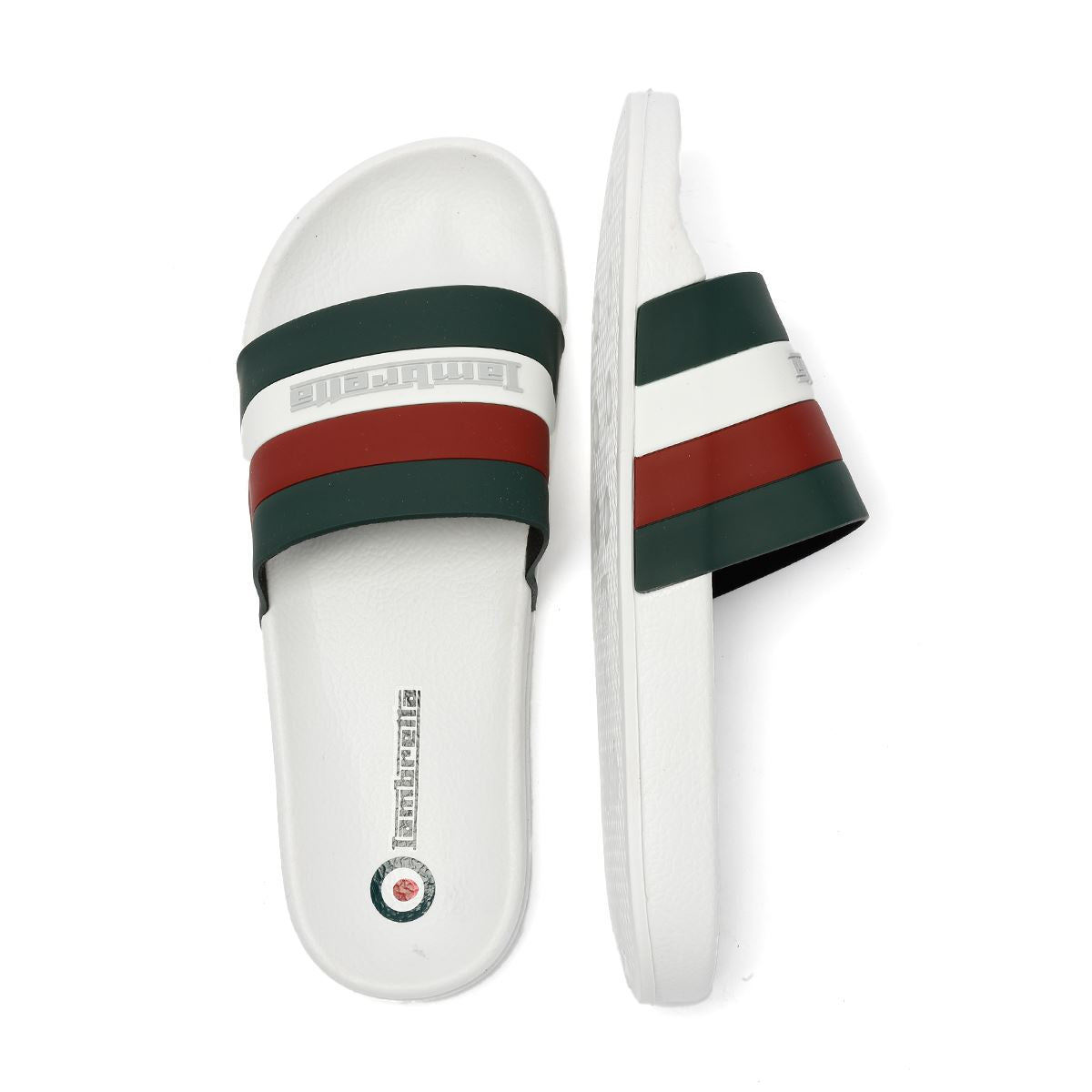 Lambretta Prince Men's White/Green Slides