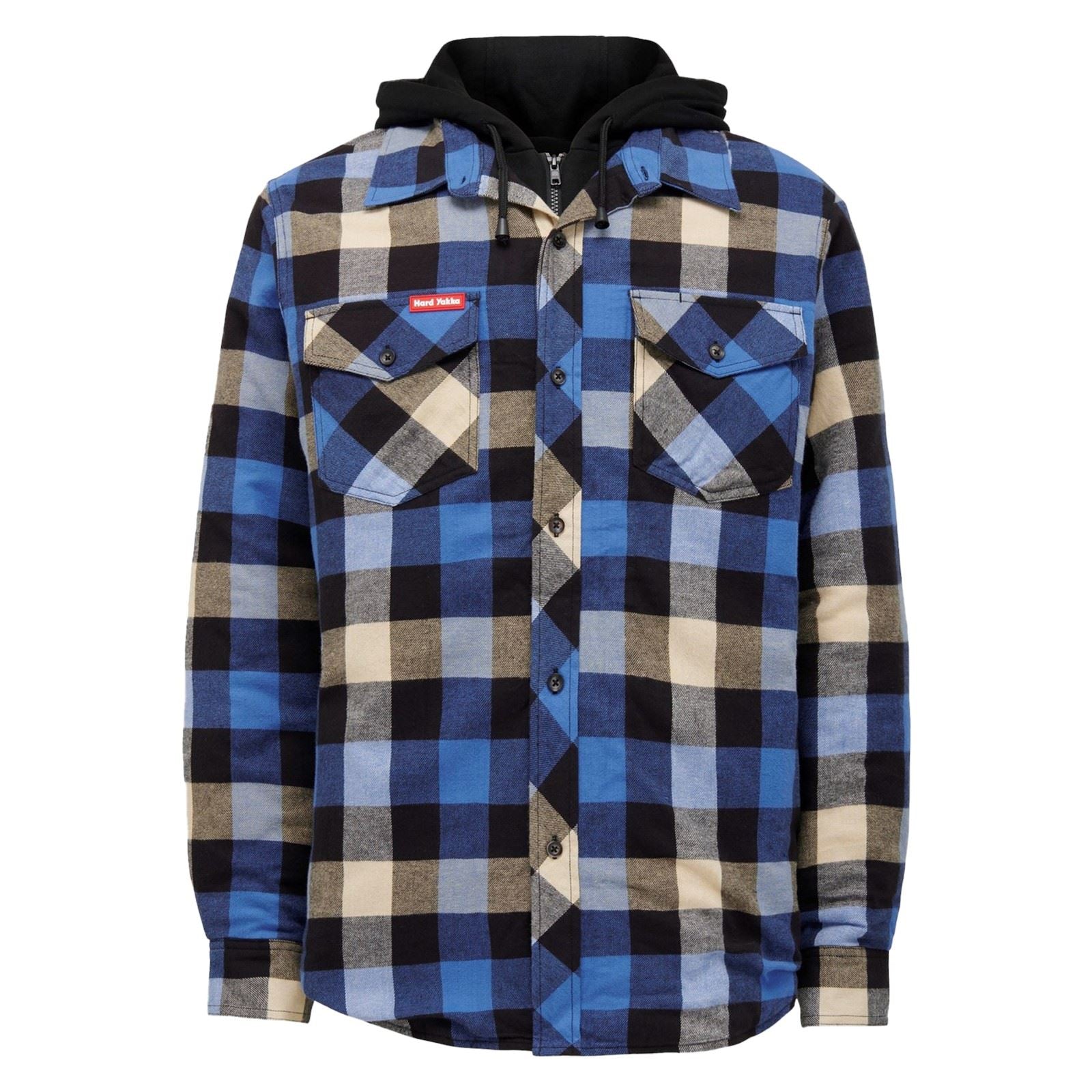 Hard Yakka Quilted Flannel Shacket Men's Blue Shirt Jacket
