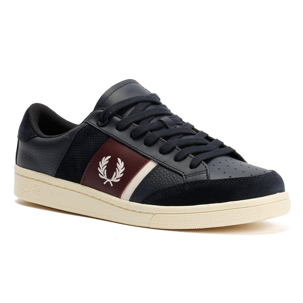 Fred Perry B725 Leather Suede Men's Navy/Ecru/Oxblood Sneakers