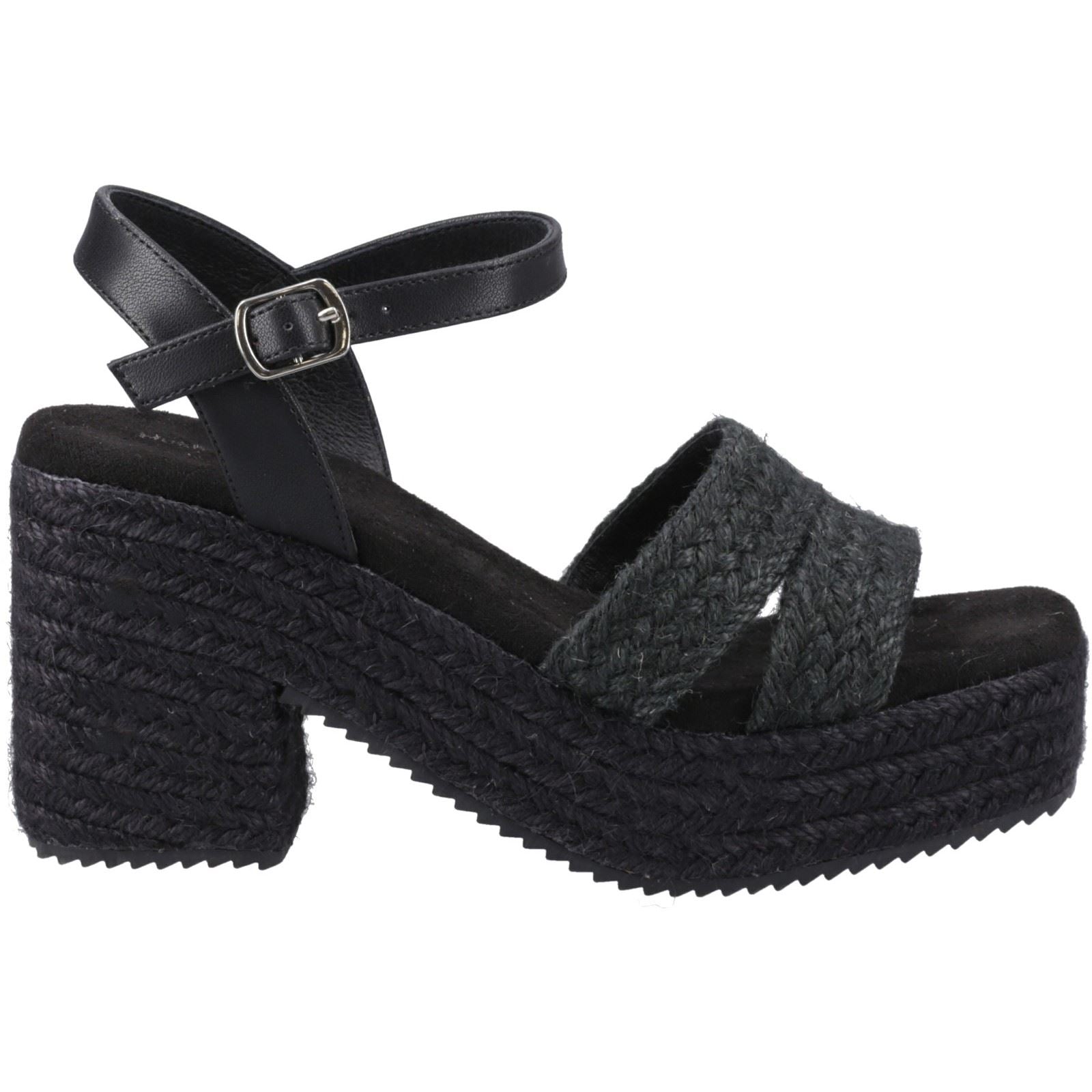 Hush Puppies Jamelia Espadrille Heel Textile Women's Black Heels